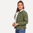 Shein Solid Single Breasted Corduroy Jacket