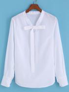 Shein Self-tie Bow White Blouse