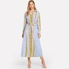 Shein Single Breasted Striped Belted Dress