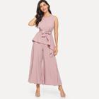 Shein Tie Waist Top With Wide Leg Pants