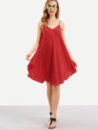 Shein Red Crisscross Back Asymmetric Shift Dress