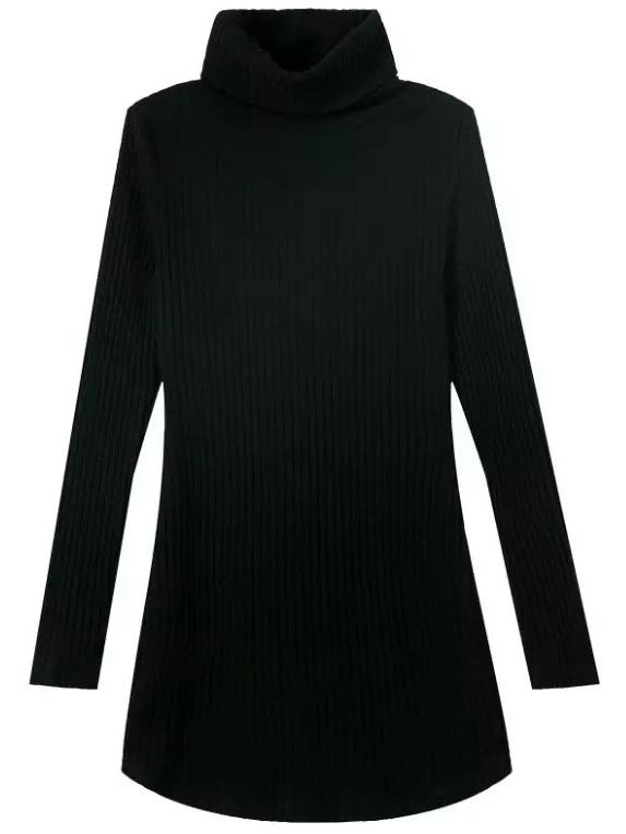 Shein Black High Neck Long Sleeve Slim Sweater Dress