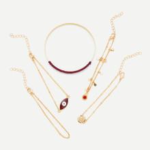 Shein Wrapped Chain Bracelet 5pcs With Eye Charm
