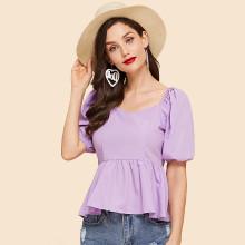 Shein Puff Sleeve Peplum Top