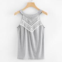 Shein Contrast Lace Cut Out Top