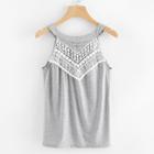 Shein Contrast Lace Cut Out Top