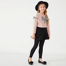 Shein Toddler Girls Bow Detail Tee & Ruffle Trim Pants