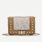 Shein Lace Panel Studded Shoulder Bag