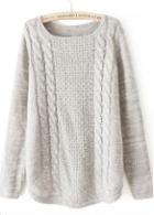 Rosewe Chic Long Sleeve Round Neck Beige Sweaters For Autumn