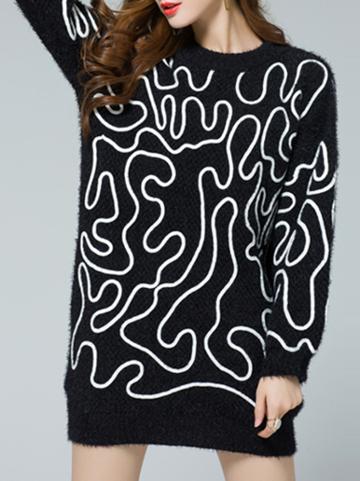 Shein Black Disc Flowers Sweater