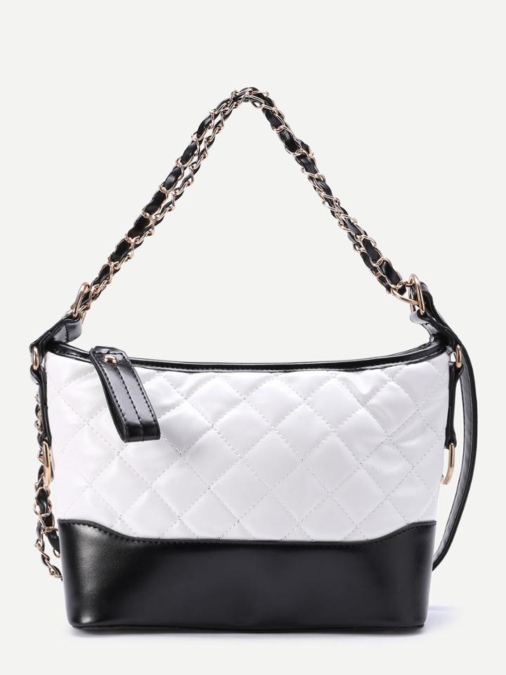 Shein Two Tone Quilted Pu Shoulder Bag