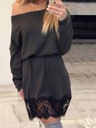 Shein Black Off The Shoulder Lace Hem Dress