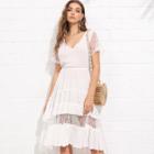 Shein Lace Insert Ruffle Tiered Dress