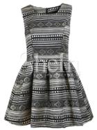 Shein Black Sleeveless Bleached Geometric Flare Dress