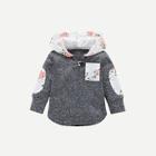 Shein Toddler Girls Elbow Patch Floral Print Hoodie