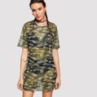 Shein Camouflage Hollow Out Dress