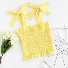 Shein Frill Trim Shirred Crop Top