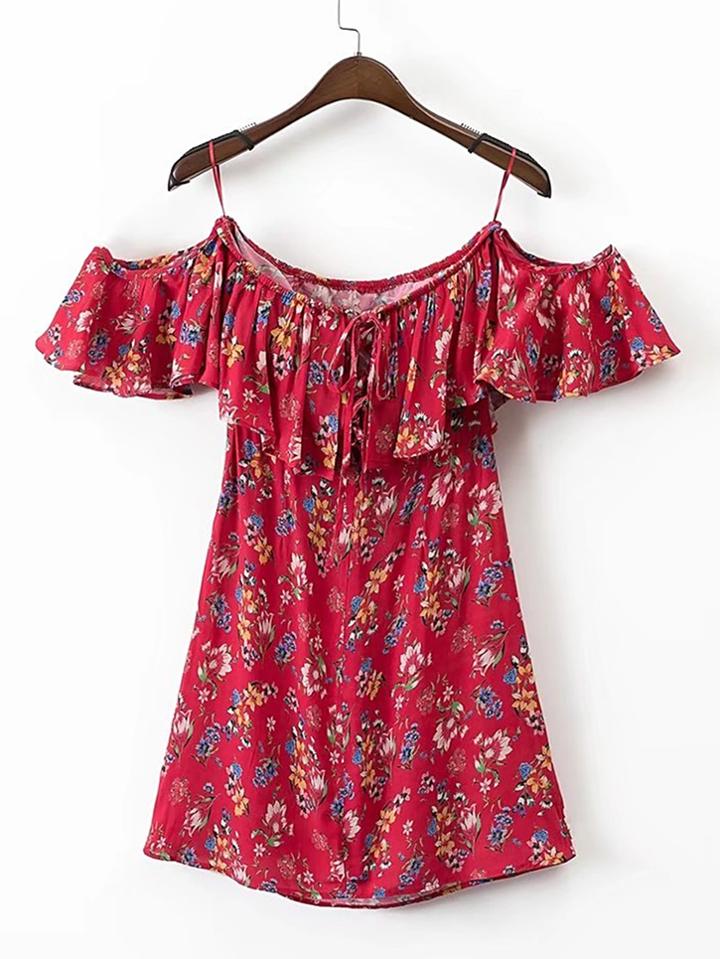 Shein Cold Shoulder Lace Up Front Dress