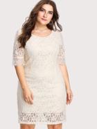 Shein Eyelashes Lace Trim Lace Dress