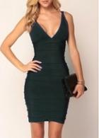 Rosewe Coquettish Open Back Sleeveless Green Bandage Bodycon Dress