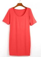 Rosewe Chic Red Short Sleeve Round Neck Straight Dress