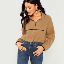 Shein Half Placket Zipper Up Pullover