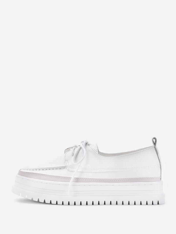 Shein Almond Toe Lace Up Pu Shoes