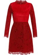 Shein Red Collar Long Sleeve Lace Dress