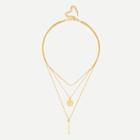 Shein Bar & Round Pendant Link Layered Necklace
