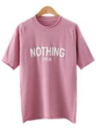 Shein Pink Nothing Print Knit Casual T-shirt