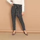 Shein Plus Frill Trim Knot Front Striped Pants