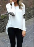 Rosewe Sequin Decorated Asymmetric Round Neck Long T Shirt
