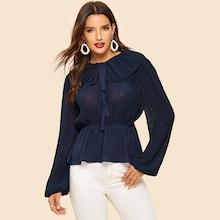 Shein Tie Neck Peplum Top