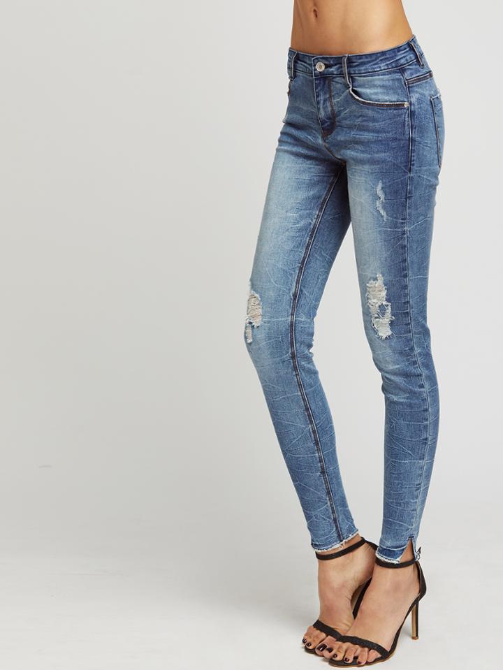 Shein Bleach Wash Ripped Skinny Jeans