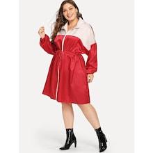 Shein Plus Color Block Drawstring Jacket