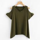 Shein Cutout Raglan Sleeve Hanky Hem T-shirt