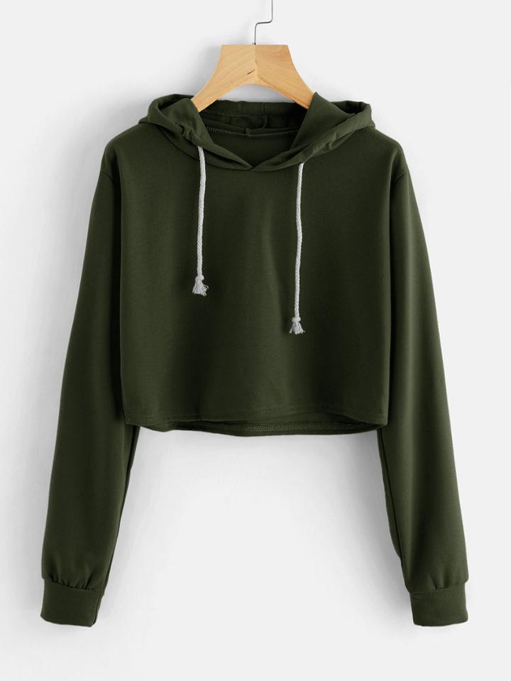 Shein Hooded Drawstring Crop Sweatshirt