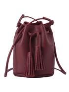Shein Tassel Drawstring Bucket Bag - Burgundy