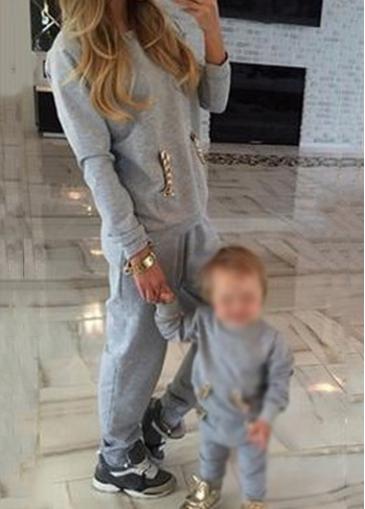 Rosewe Long Sleeve Ankle Length Grey Two Piece Jumpsuit
