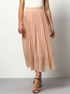 Shein Pink Pleated Chiffon Elastic Waist Skirt