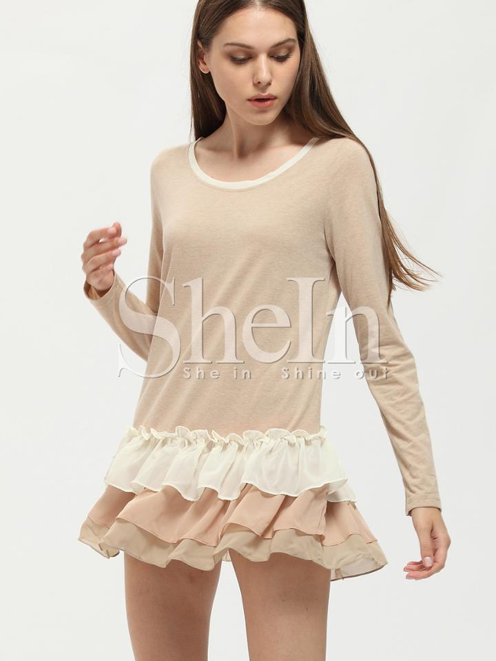 Shein Grey Tiered Mesh Flounce Dress