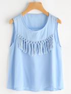 Shein Fringe Trim Dip Hem Top