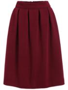 Shein Burgundy Elastic Waist Pleated Skirt