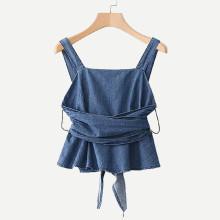 Shein Knot Detail Denim Top