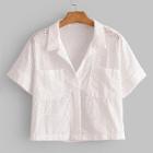 Shein Eyelet Embroidered Revere Collar Shirt