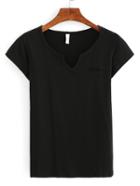 Shein Plain V-cut Neck T-shirt