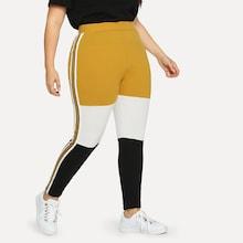 Shein Plus Cut And Sew Striped Side Leggings