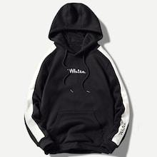 Shein Men Tape Detail Embroidery Hooded Sweatshirt