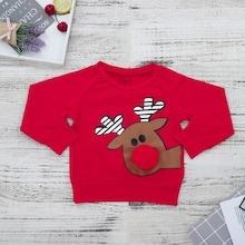 Shein Toddler Girls Deer Print Pom Pom Detail Sweater