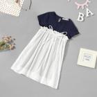 Shein Girls Two Tone Frilled Knot Dress